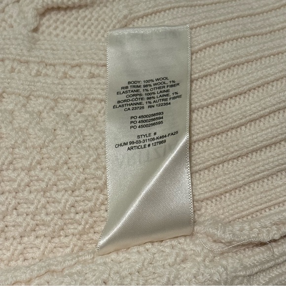 NWT Aritzia Cream Heritage Knit Merino Wool Crew Sweater - Picture 8 of 9